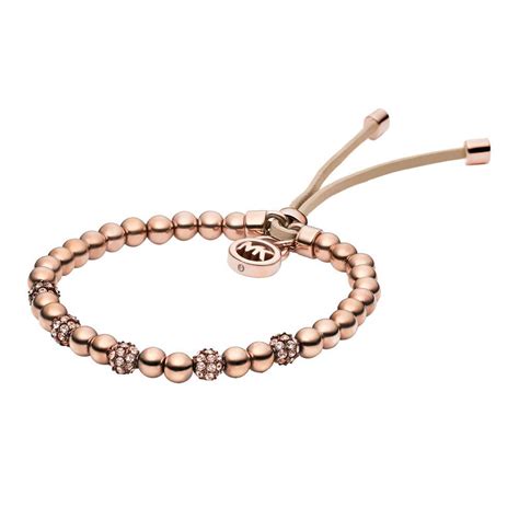 michael kors brilliance rose gold plated bead bracelet|Michael Kors rose gold bangle.